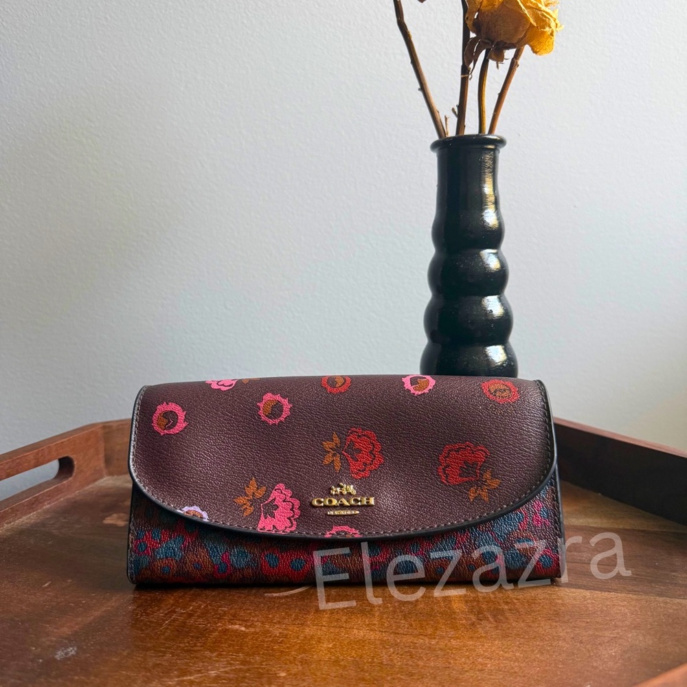 Coach Floral Oxblood Wallet